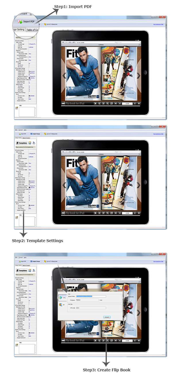 How FlipBook Creator for iPad works? Steps