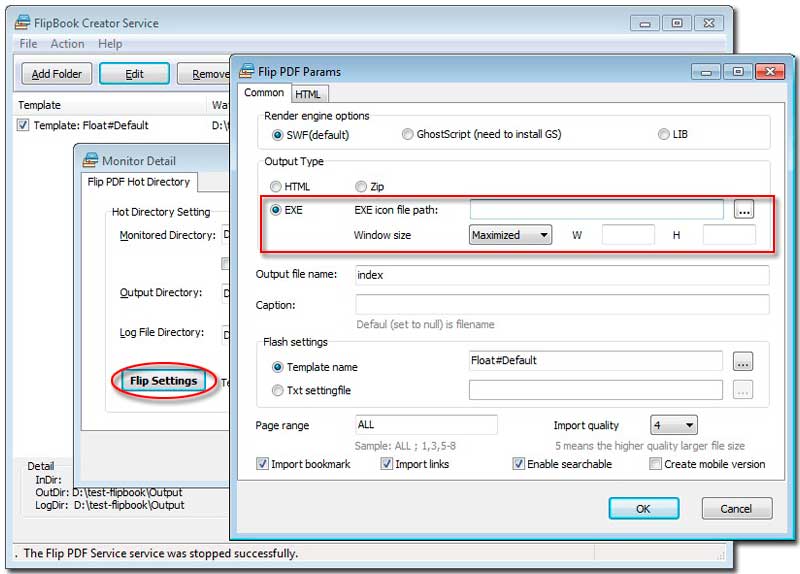 FlipBook Creator Service EXE output for Windows