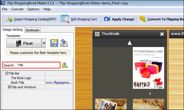 Flip ShoppingBook Maker search settings function