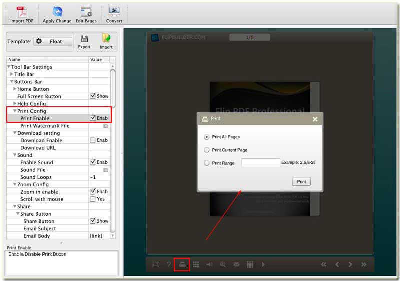 FlipBook MAC version enable you to opent the print function allows others print your public content