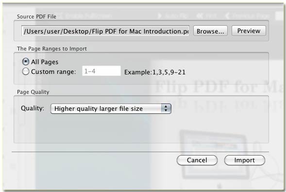 MAC FlipBook Creator import PDF