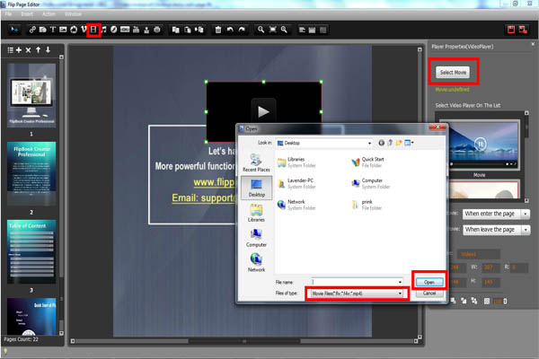 Select Video from PC to Add to Flipbook Creator Pro