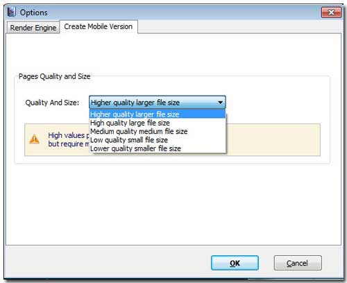 control the quality of output mobile version