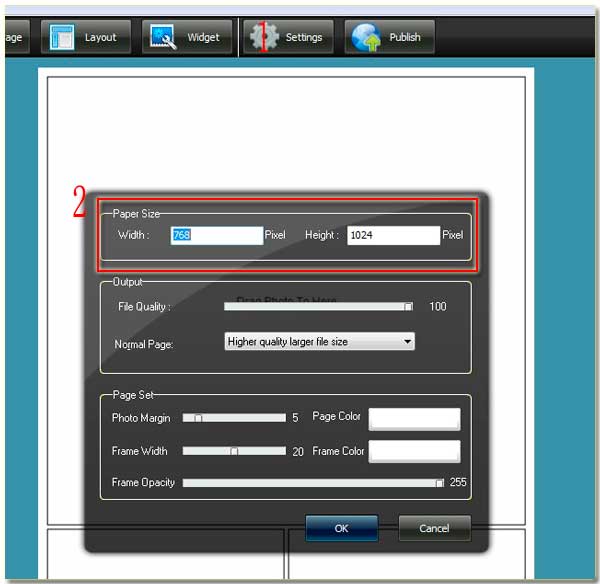 teach you how to change the flipping gallery or album width and height