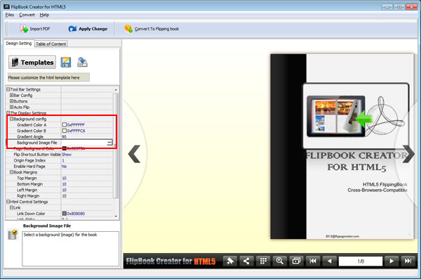 FlipBook Creator for HTML5 gradient color
