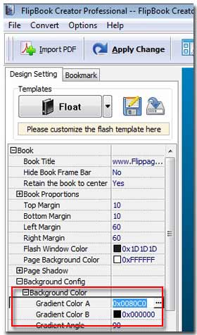 gradient color design settings