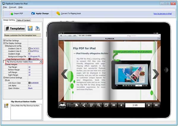 FlipBook Creator for iPad hide flip shortcut buttons