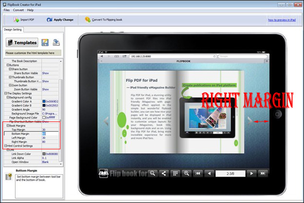 FlipBook Creator for iPad right margin