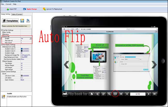FlipBook Creator for iPad auto flip