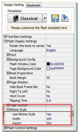 embed flash page-flipping book hide the tool bar