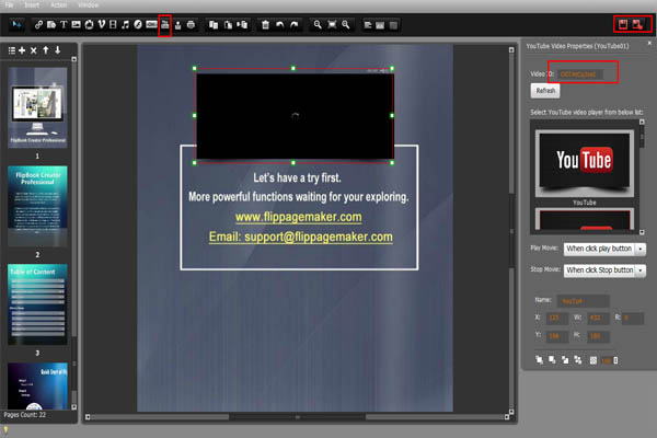 Paste Video URL or ID and Refresh in Flipbook Creator Pro