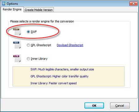 Render engine of SWF output high quality flipping book