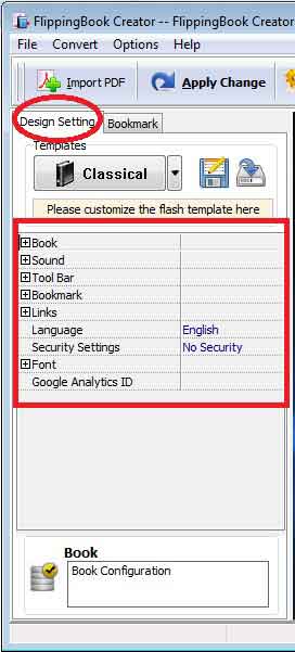 tab design settings