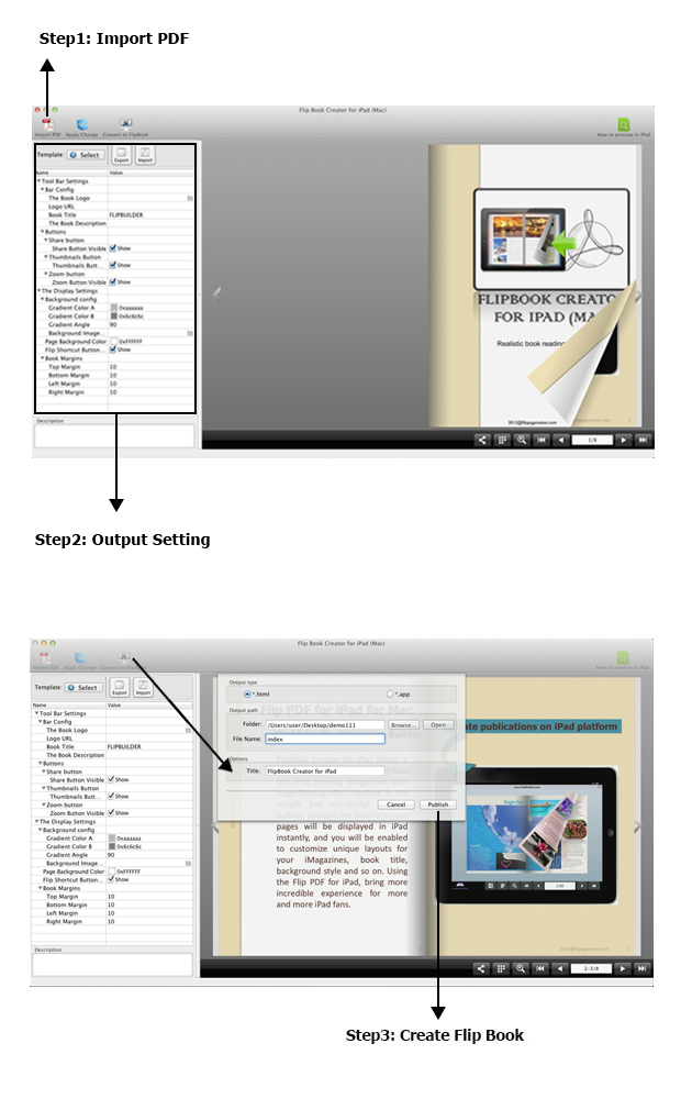 How FlipBook Creator for iPad works? Steps