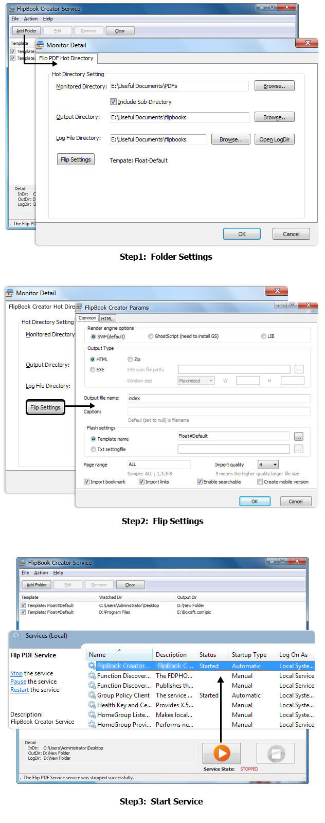 How to use FlipBook Creator Service