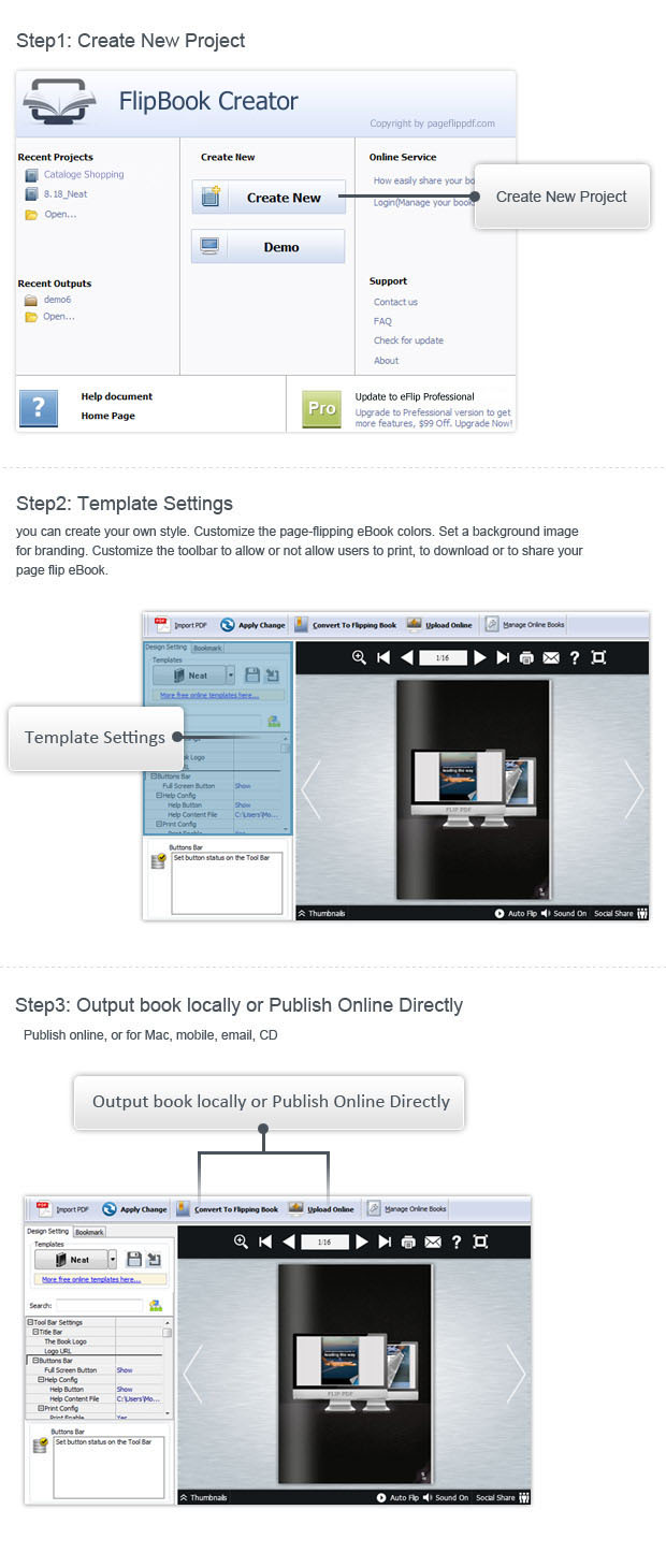 steps for FlipBook maker