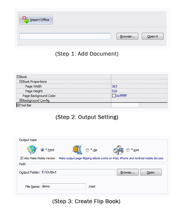 steps for Office to FlipBook maker